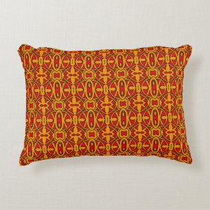Cojín Decorativo Patrón dibujado de mano roja y naranja
