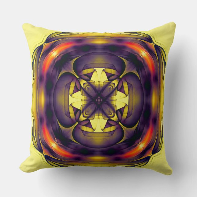 Cojín Decorativo Patrón digital simétrico azul rojo (Anverso)