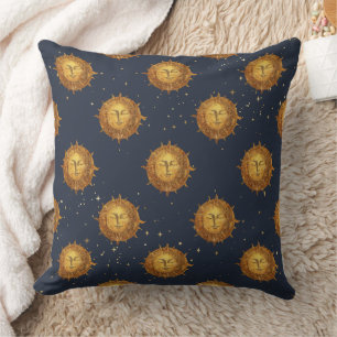 Cojín Decorativo Patrón Dorado del Sol Celestial (1)