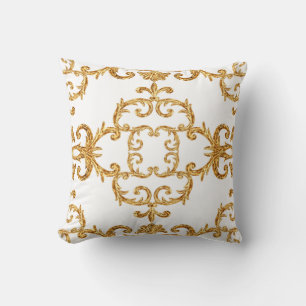 Cojín Decorativo patrón dorado ornamental barroco