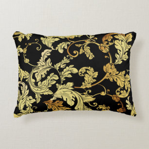 Cojín Decorativo Patrón dorado y sin costuras de lujo. Fondo floral