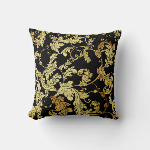 Cojín Decorativo Patrón dorado y sin costuras de lujo. Fondo floral