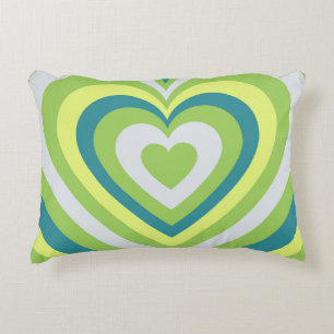 Cojín Decorativo Patrón E2K del corazón hipnótico verde