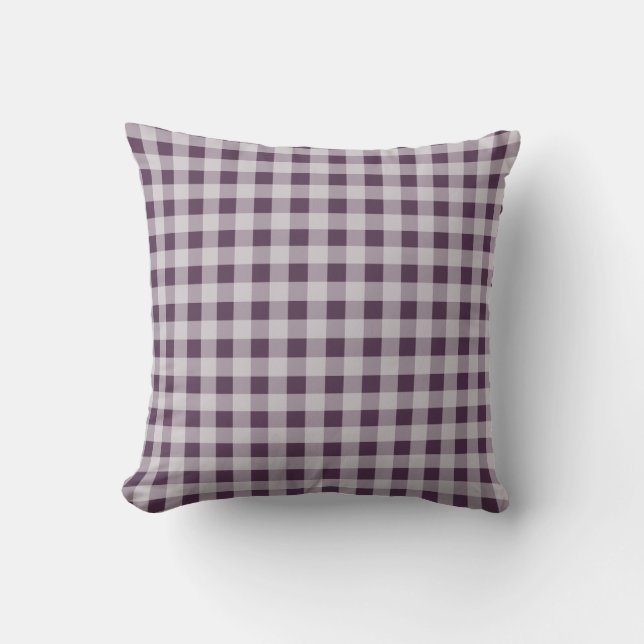 Cojín Decorativo Patrón Eggplant Purple Gingham (Anverso)
