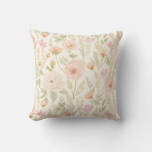Cojín Decorativo Patrón elegante de color de agua floral sin foco