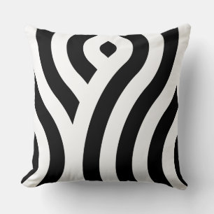 Cojín Decorativo Patrón elegante de ola blanca negro