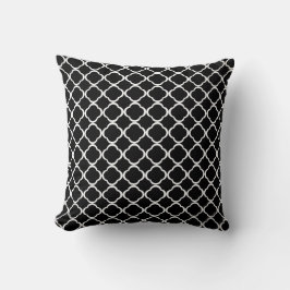 Cojín Decorativo Patrón elegante de quatrefoil blanco negro