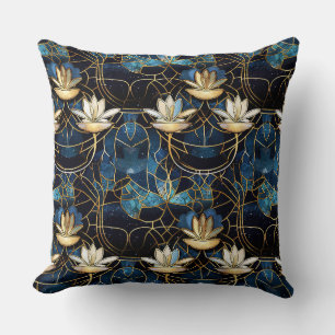 Cojín Decorativo Patrón elegante de vidrio manchado de Lotus Faux G