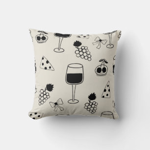 Cojín Decorativo Patrón elegante de vino y queso