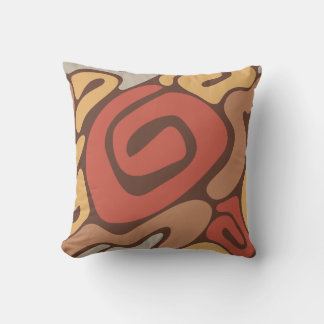 Cojín Decorativo Patrón en espiral cálido de color bronceado y óxid