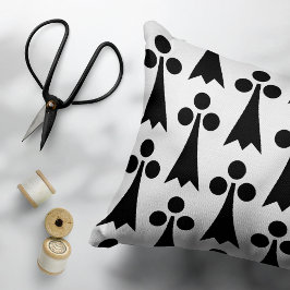 Cojín Decorativo Patrón Ermine, patrón medieval, negro sobre blanco