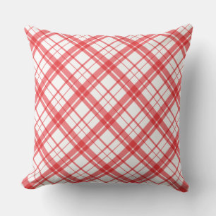 Cojín Decorativo Patrón escocés de gránulos rosados y blancos