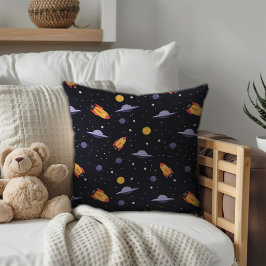 Cojín Decorativo Patrón espacio lavanda naranja negro