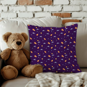 Cojín Decorativo Patrón espacio lavanda naranja púrpura oscuro