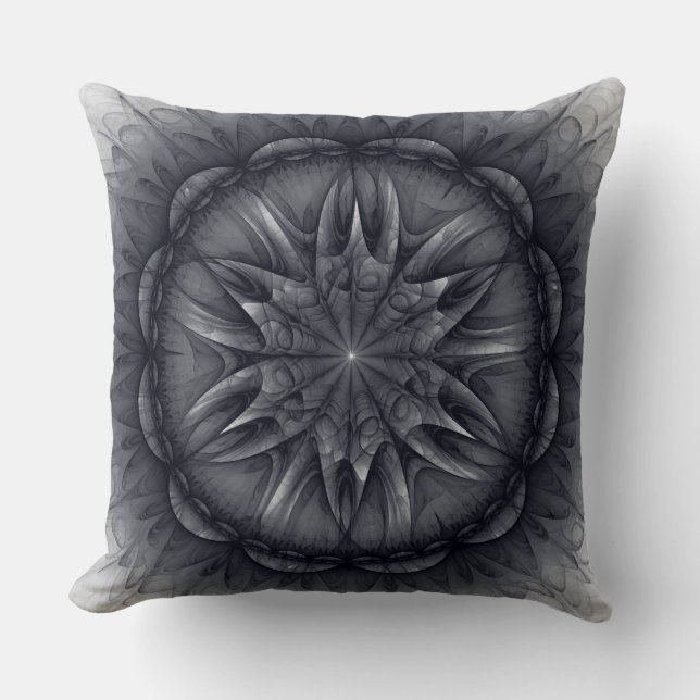Cojín Decorativo Patrón espiritual floreado negro (Anverso)