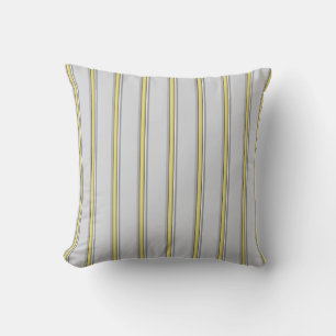 Cojín Decorativo Patrón/Estampado de Rayas Grises y Amarillas
