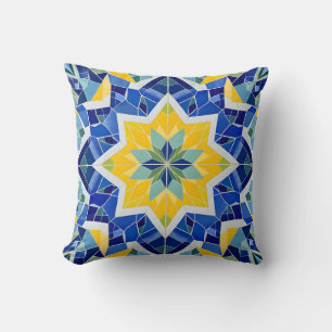 Cojín Decorativo Patrón estelar de mosaico vibrante.Exterior modern