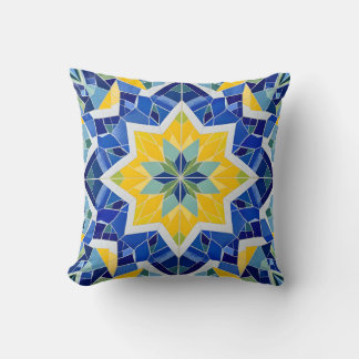 Cojín Decorativo Patrón estelar de mosaico vibrante.Exterior modern
