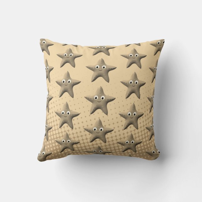 Cojín Decorativo Patrón estelar de Sepia Cuta (Reverso)
