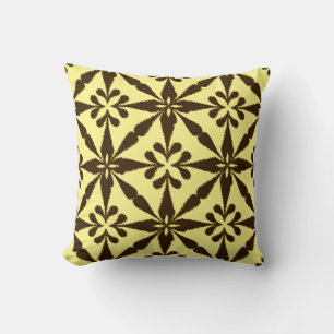 Cojín Decorativo Patrón Estrella de Ikat - Marrón y amarillo