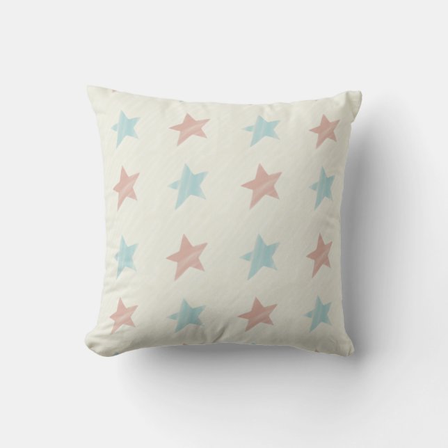 Cojín Decorativo Patrón Estrella Fundida Azul Rojo (Anverso)