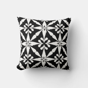 Cojín Decorativo Patrón Estrella Ikat - Blanco y negro