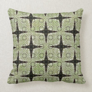Cojín Decorativo Patrón estrella verde, gris y bronce