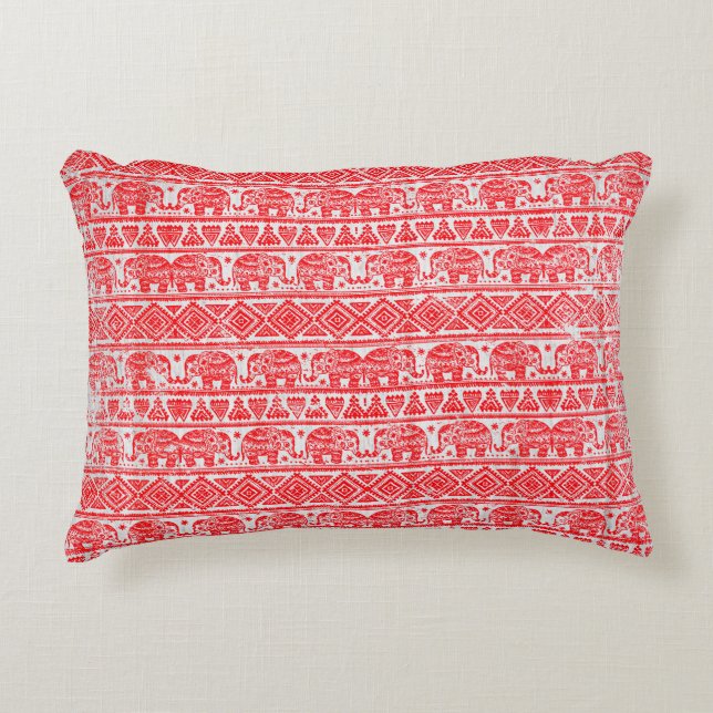 Cojín Decorativo patrón étnico boho de elefante (Anverso)
