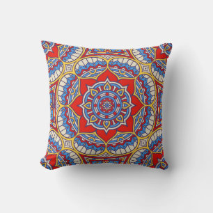 Cojín Decorativo Patrón étnico floral, sin fisuras bohemias.