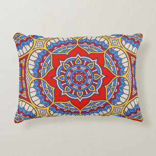 Cojín Decorativo Patrón étnico floral, sin fisuras bohemias.