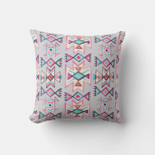 Cojín Decorativo Patrón étnico geométrico, acuarela tribal.