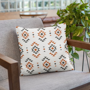 Cojín Decorativo Patrón étnico geométrico blanco estilo nativo indi