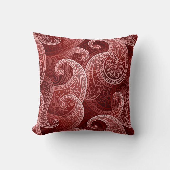 Cojín Decorativo Patrón exótico de Red Paisley (Anverso)