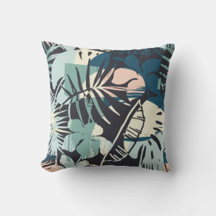 Cojín Decorativo Patrón exótico sin foco con plantas tropicales y u