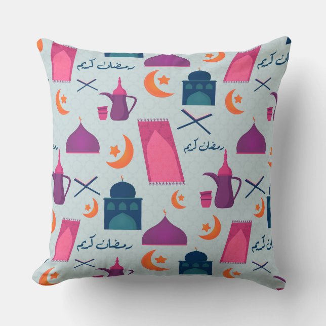 Cojín Decorativo Patrón feliz de Ramadán (Anverso)