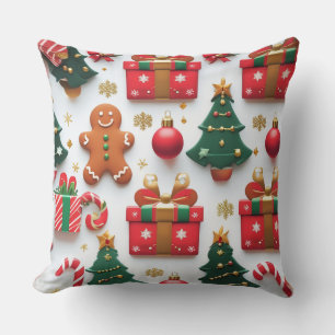Cojín Decorativo Patrón festivo de Navidad