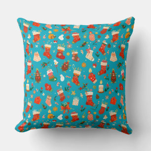 Cojín Decorativo Patrón festivo de Navidad con calcetines