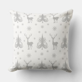 Cojín Decorativo Patrón festivo de Navidad en blanco
