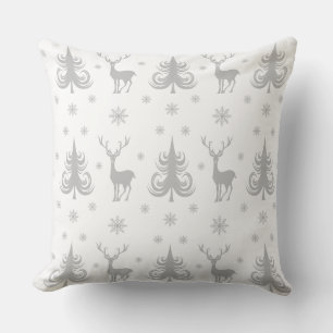 Cojín Decorativo Patrón festivo de Navidad en blanco