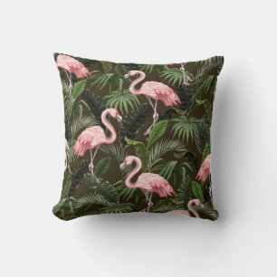 Cojín Decorativo Patrón Flamingo Tropical: Hojas Vintage