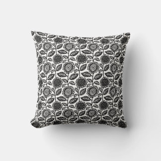 Cojín Decorativo Patrón floral 280313 - Negro sobre blanco