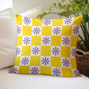 Cojín Decorativo Patrón floral a cuadros Retro Checker