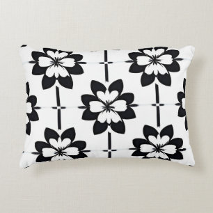 Cojín Decorativo Patrón floral abstracto en blanco y negro