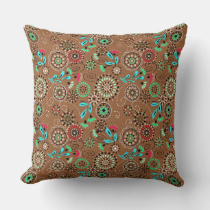 Cojín Decorativo Patrón floral abstracto étnico folclórico retro ma