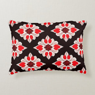Cojín Decorativo Patrón floral abstracto rojo y blanco