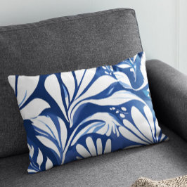Cojín Decorativo Patrón floral acuarela botánica azul