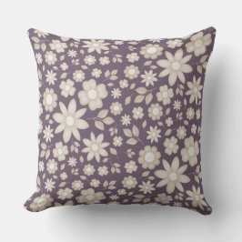 Cojín Decorativo Patrón floral acuarela ciruela romántico apagado