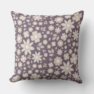 Cojín Decorativo Patrón floral acuarela ciruela romántico apagado