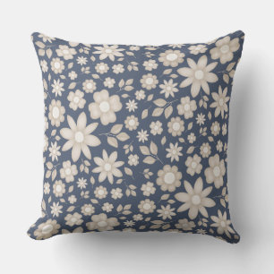 Cojín Decorativo Patrón floral acuarela navy romántico