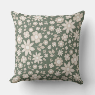 Cojín Decorativo Patrón floral acuarela romántico de salvia profund
